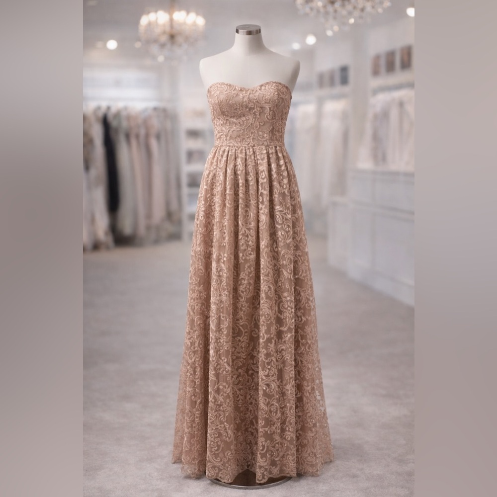 Honey and Rosie Strapless Lace Dress – Juniors Size 7 (Blush/Nude Tone)